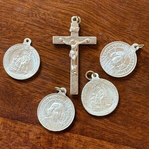 Vintage Religious Catholic Medals Jewelry & Rosary Cross